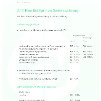 Mehr Informationen zum Thema: Neue Beträge in der Sozialversicherung